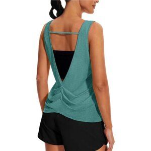 Workout Tops Open Back Yoga Tank Tops Sleeveless Running Shirts Athletic Gym